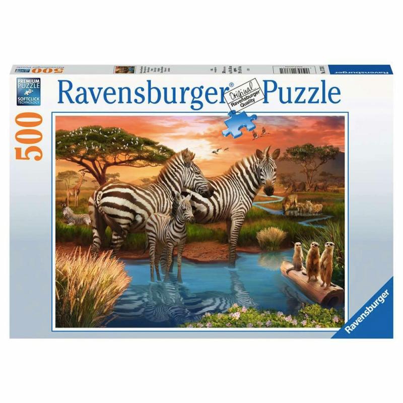 500 Pc Zebras At The Waterhole  |  500 Pc Puzzles Puzzles 500 Pc Puzzles