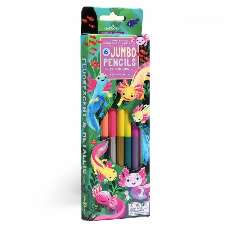 Axolotl 6 Jumbo Pencils Double-Sided  |  Art Supplies Art Supplies Art Supplies