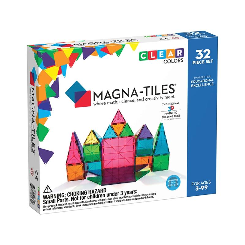 Magna-Tiles Clear Colors 32 Piece Set  |  Preschool Builders Building & Construction Preschool Builders