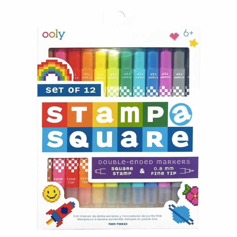 Stamp A Square Double Ended Markers 12Pk  |  Art Supplies Arts & Crafts Art Supplies