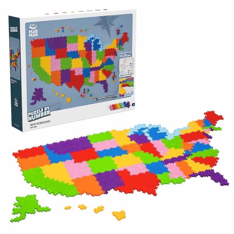 Plus Plus Puzzle By Number Map Of The United States  |  Building Kits Building & Construction Building Kits