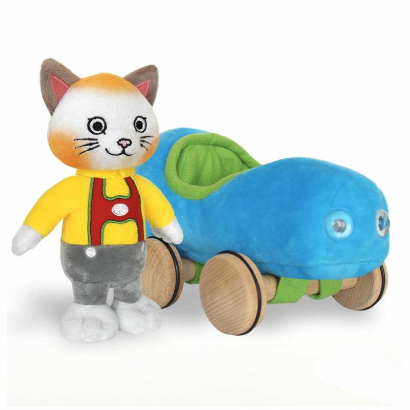 Huckle Cat With Blue Car  |  Stuffed Animals Plush & Soft Toys Stuffed Animals